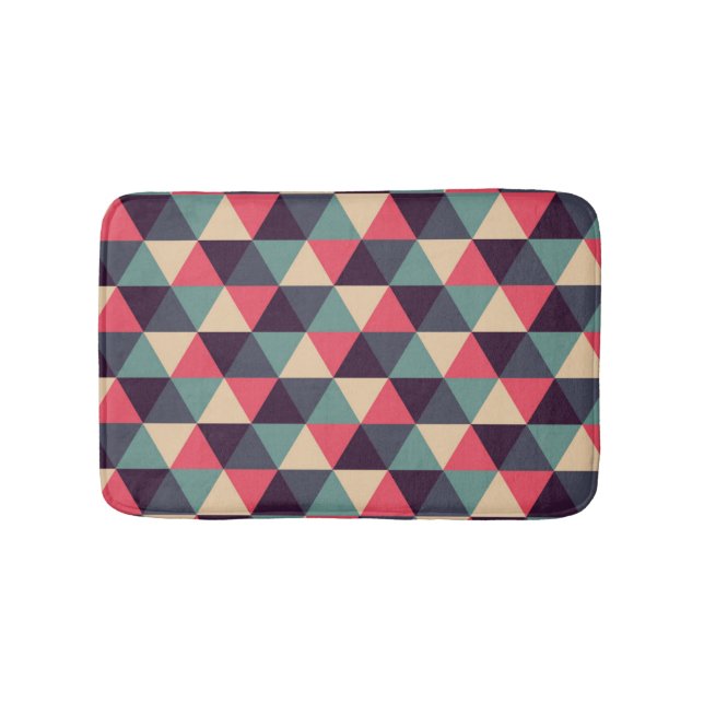 Teal And Pink Triangle Pattern Bath Mat (Front)
