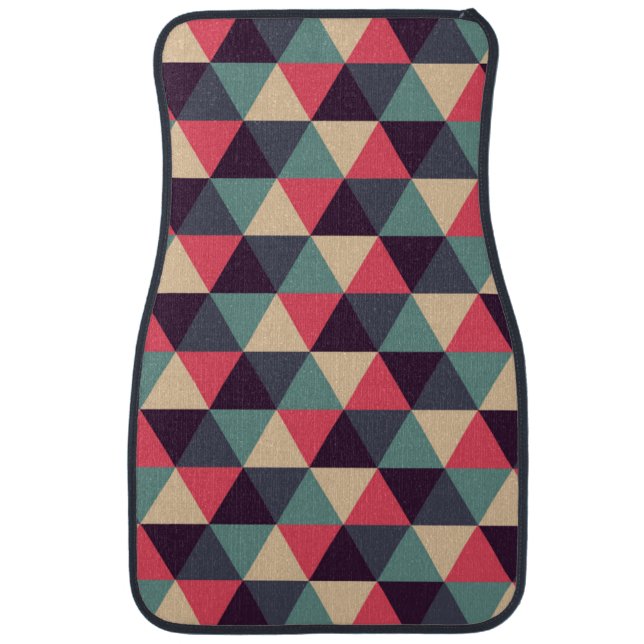 Teal And Pink Triangle Pattern Car Mat (Front)
