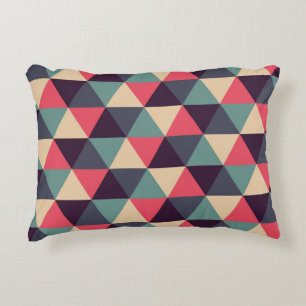 Teal And Pink Triangle Pattern Decorative Pillow