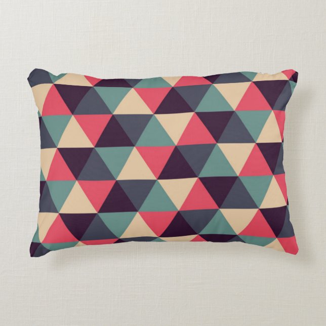 Teal And Pink Triangle Pattern Decorative Pillow (Front)
