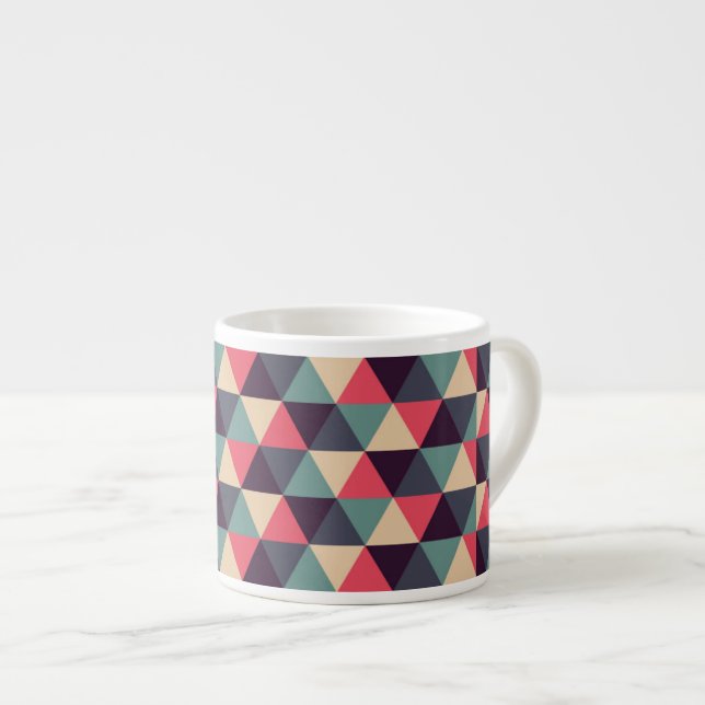 Teal And Pink Triangle Pattern Espresso Cup (Front Right)