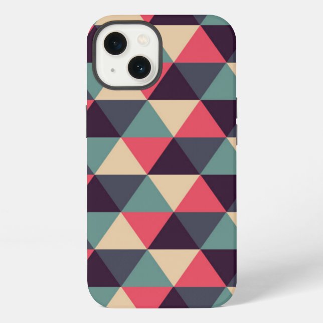 Teal And Pink Triangle Pattern Iphone Case (Back)