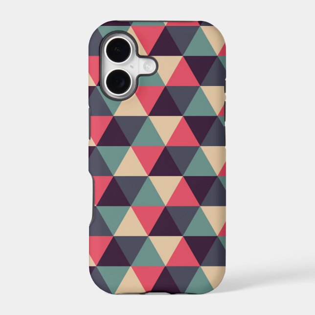Teal And Pink Triangle Pattern Iphone Case (Back)