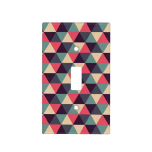 Teal And Pink Triangle Pattern Light Switch Cover