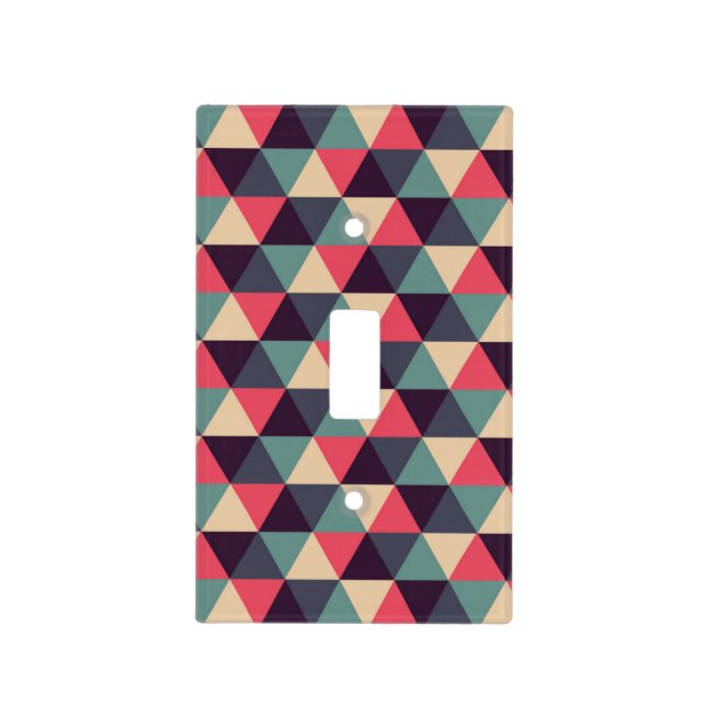 Teal And Pink Triangle Pattern Light Switch Cover (Front)