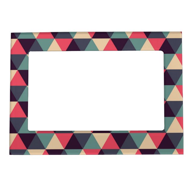 Teal And Pink Triangle Pattern Magnetic Frame (Front)