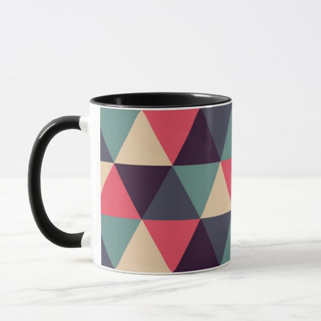 Teal And Pink Triangle Pattern Mug (Left)