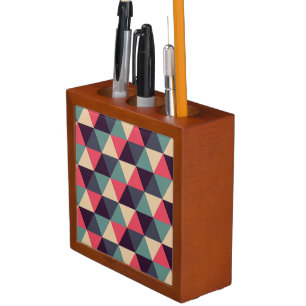 Teal And Pink Triangle Pattern Pencil/Pen Holder