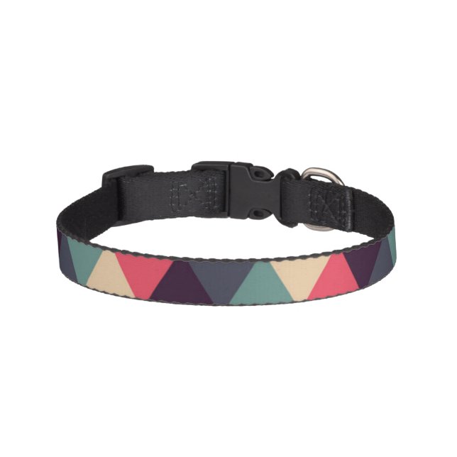 Teal And Pink Triangle Pattern Pet Collar (Front)