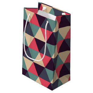 Teal And Pink Triangle Pattern Small Gift Bag