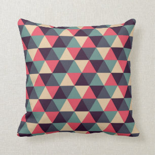 Teal And Pink Triangle Pattern Throw Pillow