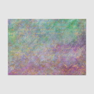 Teal and Purple Abstract Peacock Colors Decoupage  Tissue Paper