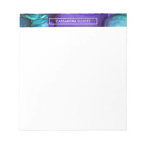 Teal and Purple Alcohol Ink Liquid Abstract Art Notepad