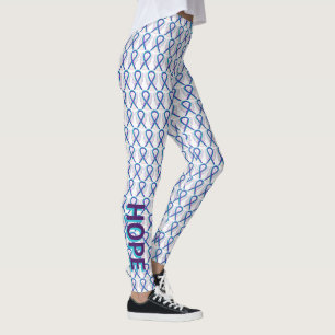 Teal and Purple Awareness Ribbon Angel Leggings