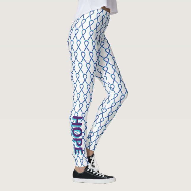 Teal and Purple Awareness Ribbon Custom Leggings (Right)