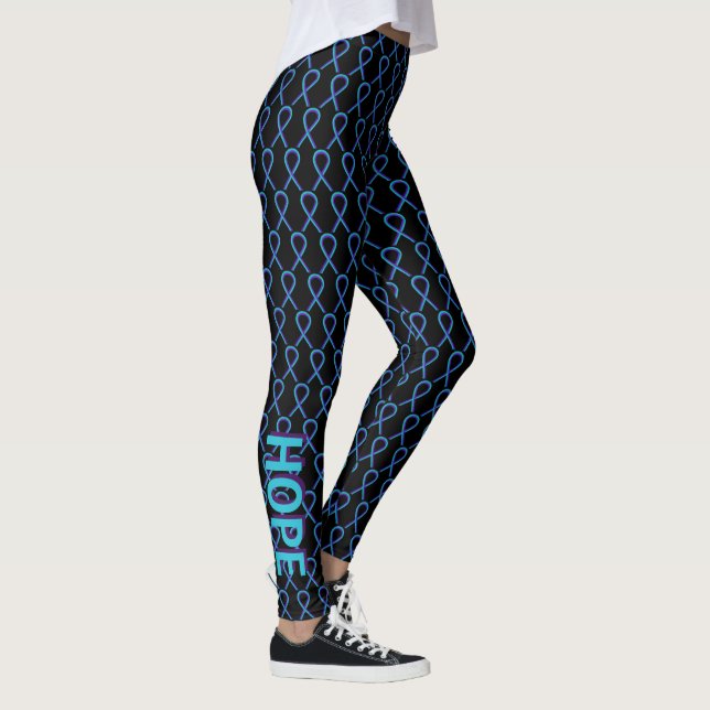 Teal and Purple Awareness Ribbon Custom Leggings (Right)