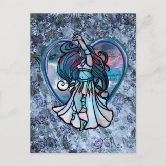 Teal and Purple Belly Dancer Love Heart       Postcard