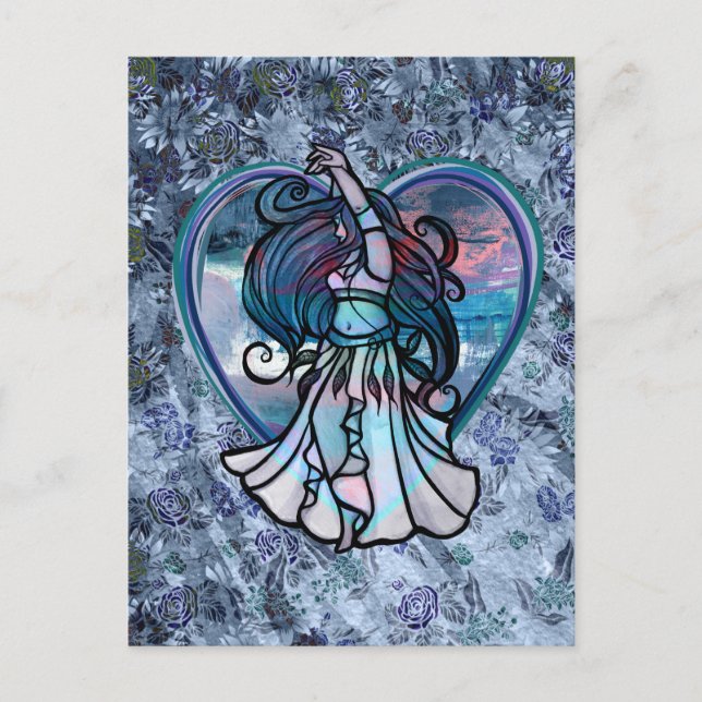 Teal and Purple Belly Dancer Love Heart       Postcard (Front)