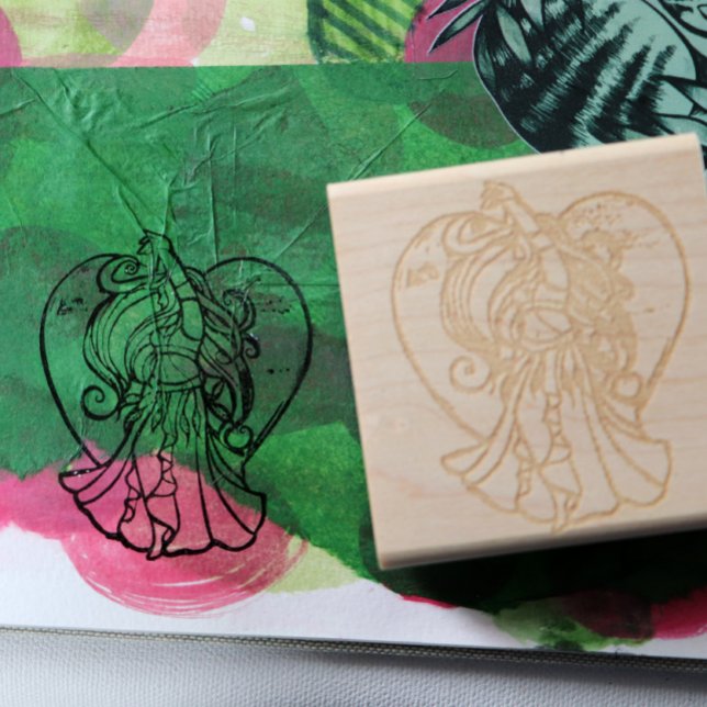 Teal and Purple Belly Dancer Love Heart            Rubber Stamp (Creator Uploaded)