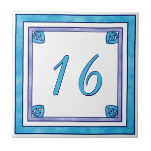 Teal and Purple Big House Number Tile