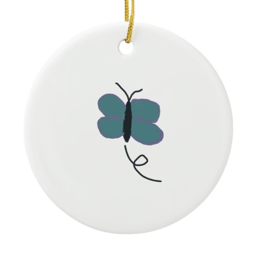 Teal And Purple Butterfly  Ceramic Ornament