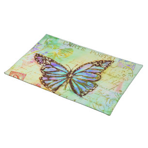 Teal and purple butterfly cloth placemat