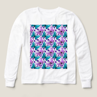 Teal and purple butterfly floral pattern  Tri-Blend shirts