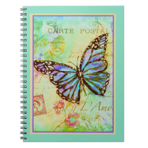 Teal and purple butterfly notebook