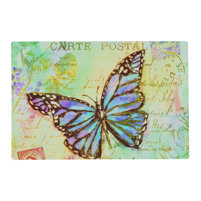 Teal and purple butterfly  placemat (Front)