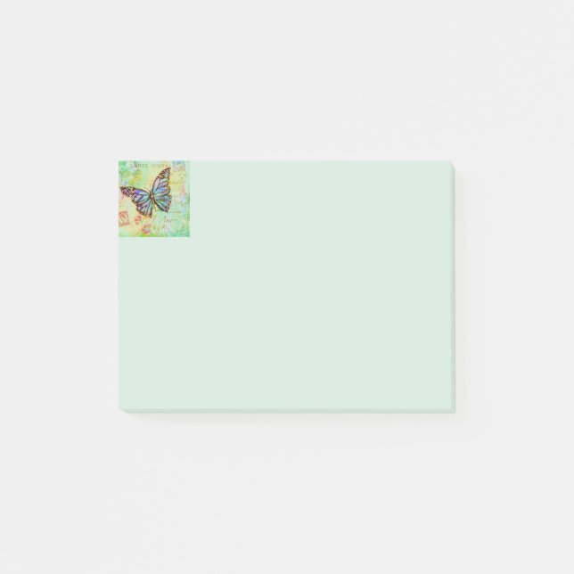 Teal and purple butterfly  post-it notes (Front)