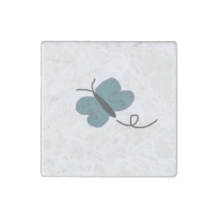 Teal And Purple Butterfly Stone Magnet
