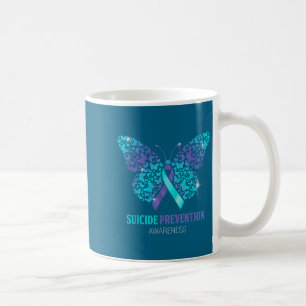 Teal And Purple Butterfly Suicide Prevention Aware Coffee Mug