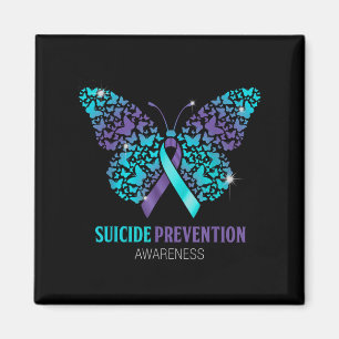 Teal And Purple Butterfly Suicide Prevention Aware Magnet