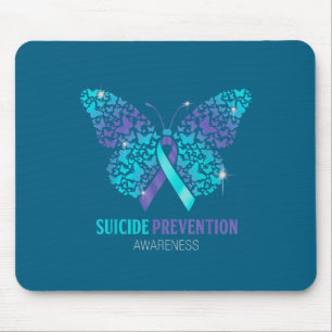 Teal And Purple Butterfly Suicide Prevention Aware Mouse Pad