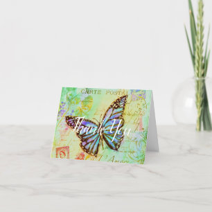 Teal and purple butterfly  thank you card