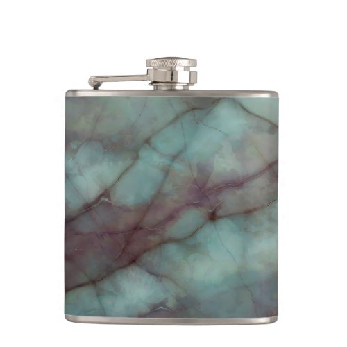 Teal and Purple Fluorite Marble Flask