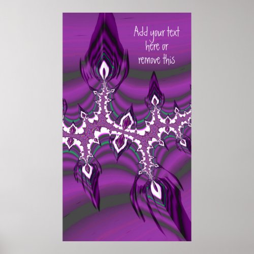 Teal and Purple Fractal Feathers with Custom Quote Poster