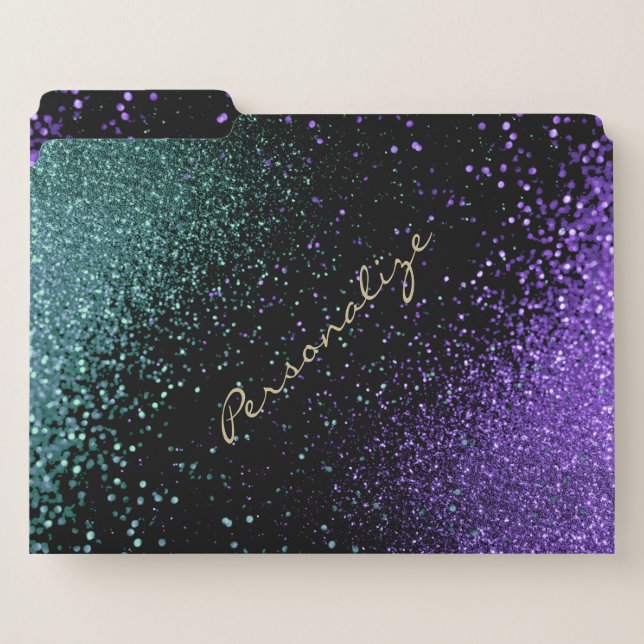 Teal and Purple Glitter File Folder (Front Left)