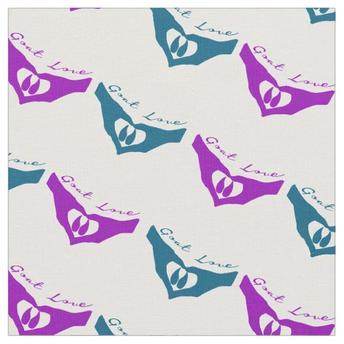 Teal and Purple Goat Love Hoof and Heart Hands Fabric