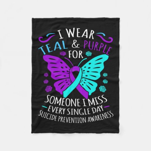 Teal And Purple Happy Suicide Awareness Support Gr Fleece Blanket