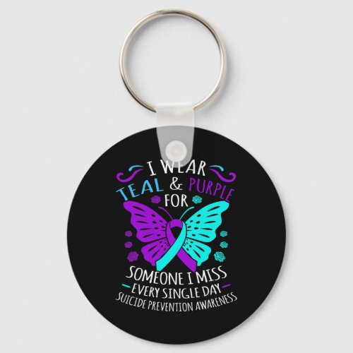 Teal And Purple Happy Suicide Awareness Support Gr Keychain