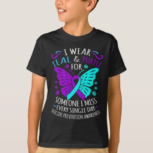 Teal And Purple Happy Suicide Awareness Support Gr T_Shirt