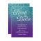 Teal and Purple Ombre Glitter Save the Date