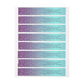 Teal and Purple Ombre' Sparkle Wrap Around Address Label (Sheet)