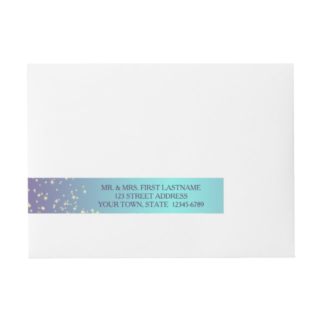 Teal and Purple Ombre' Sparkle Wrap Around Address Label (Front)