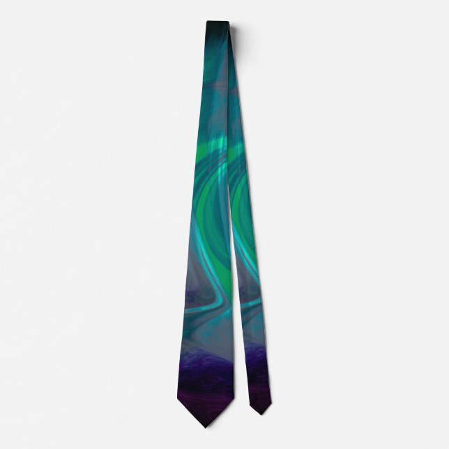Teal and Purple Paint Strokes Neck Tie (Front)