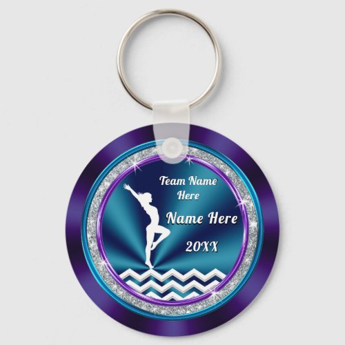 Teal and Purple Personalized Gymnastic Gift Ideas Keychain