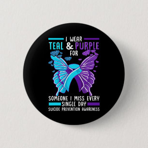 Teal and Purple Ribbon Suicide Prevention Awarenes Button