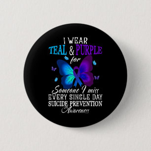 Teal and Purple Ribbon Suicide Prevention Awarenes Button