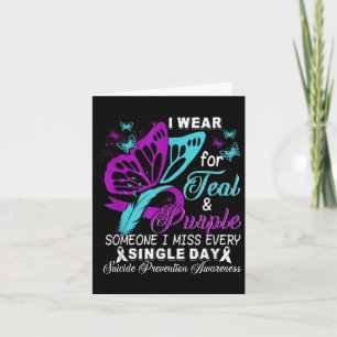 Teal And Purple Ribbon Suicide Prevention Awarenes Card